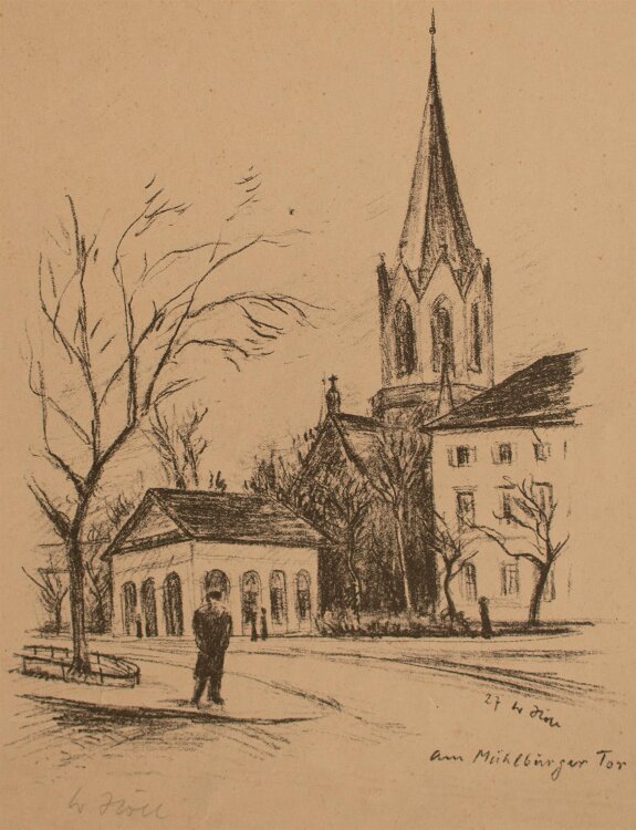 Werner Höll - Am Mühlberger Tor - Lithografie - 1927