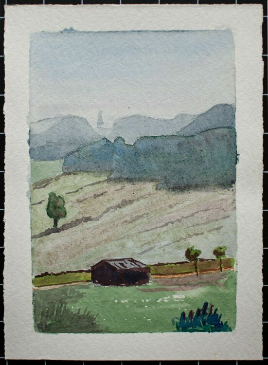 Albert Wiese - Landschaft mit Gehöft - Aquarell - o. J.