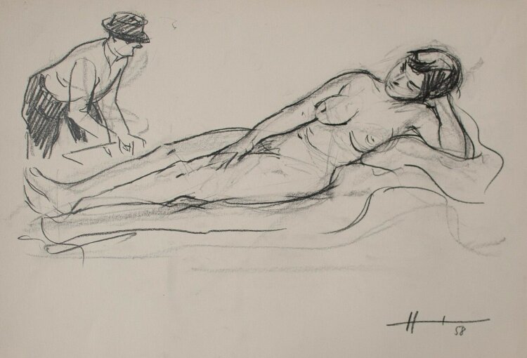 O.Hartmann - o.T. (weiblicher Akt) - Zeichnung - 1958