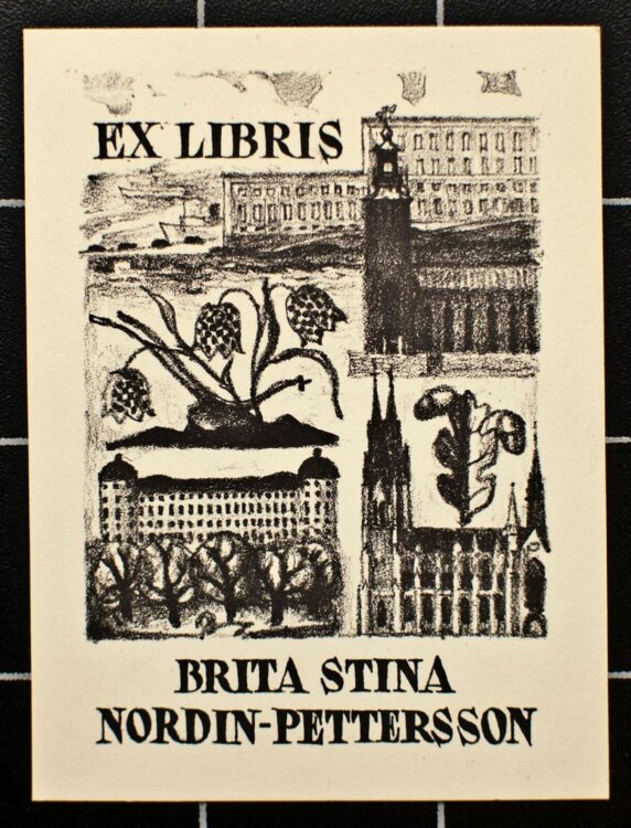 Olle Hagdahl - Ex Libris Brita Nordin-Pettersson - o.J. - Lithografie
