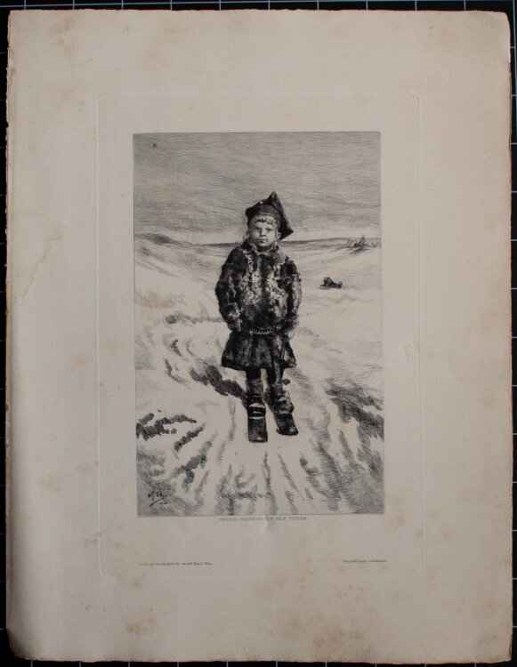 Wilhelm Peters - Skifahrender Lappe - Radierung - 1886