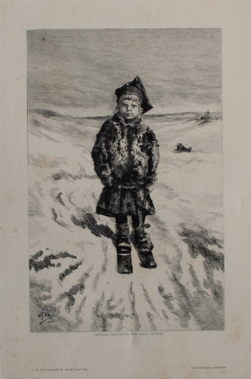 Wilhelm Peters - Skifahrender Lappe - Radierung - 1886
