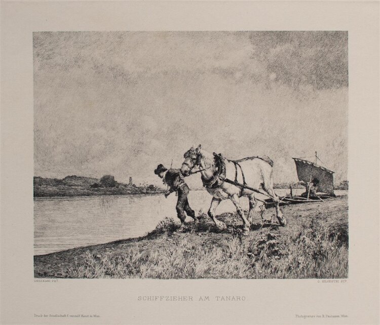 R. Paulussen - Schiffzieher am Tarano (nach Delleani/Silvestri) - Photogravure -