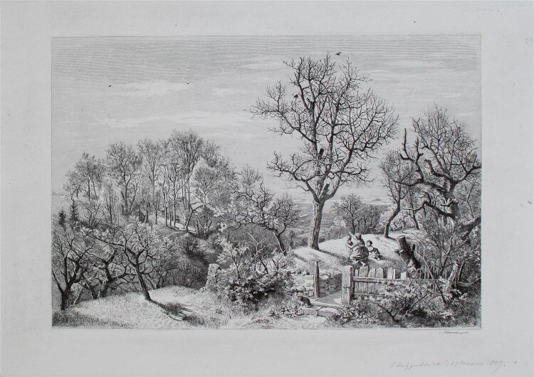 Ludwig Friedrich - Vogelbeobachtung - Radierung - 1889