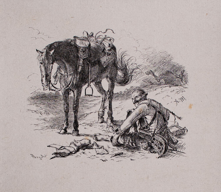 Carl Friedrich Otto nach Menzel - Verletzter Kavallerist...
