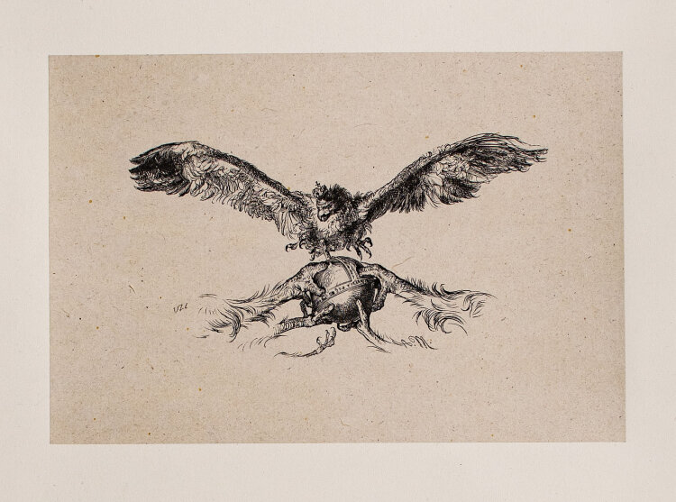 Friedrich Unzelmann nach A. von Menzel - preussischer Adler - Holzstich - 1882