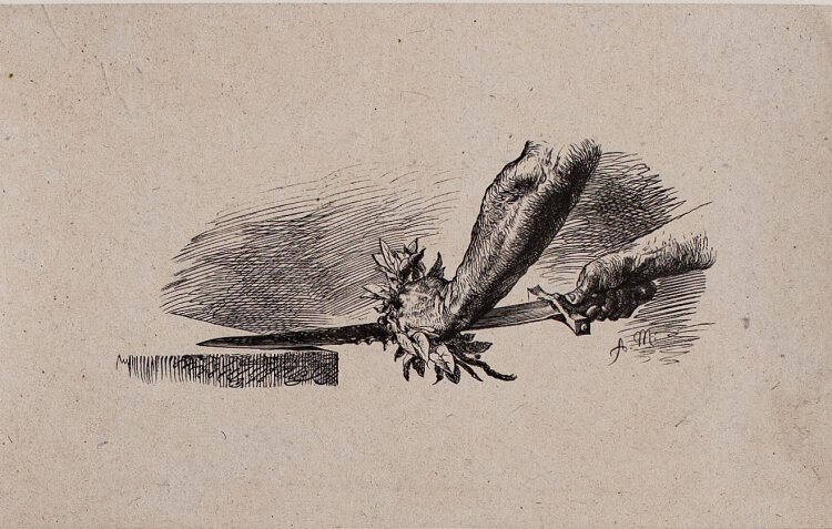 Friedrich Unzelmann nach A. Menzel - Blutiges Schwert - Holzstich - 1882