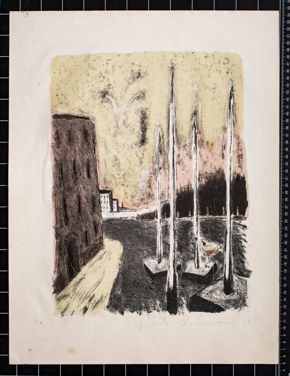 Girsela Neumann - Stadtlandschaft - 1976 - Farblithografie