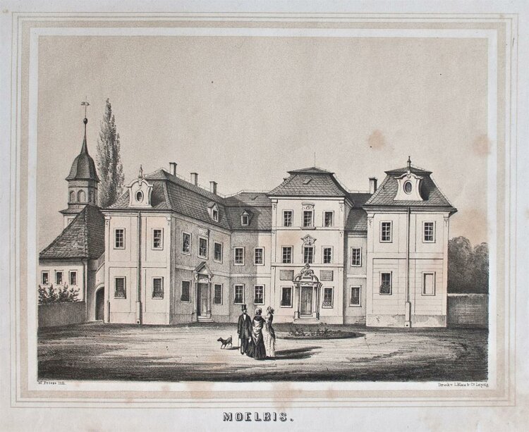 W. Peters - Moelbis (Gutshaus) - Lithographie - um 1860