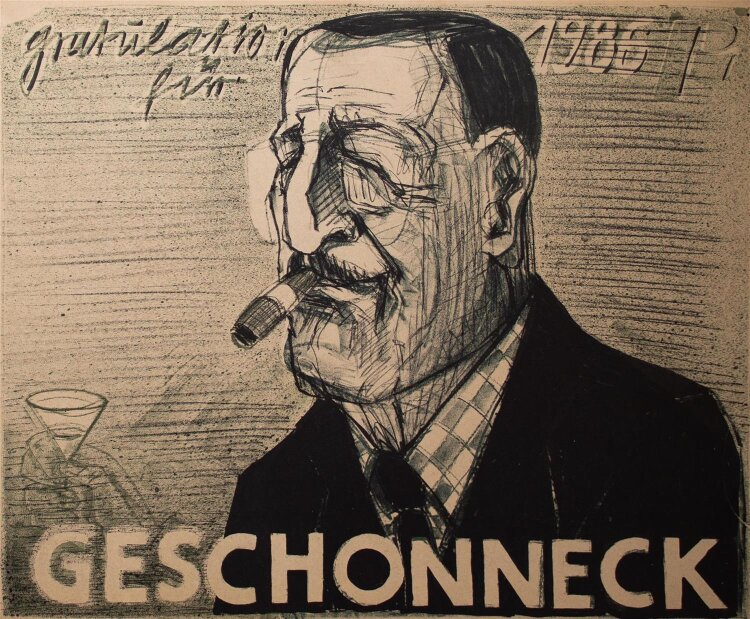 Andreas Brexendorff - Portrait Erwin Geschonneck - Farblithografie - o. J.