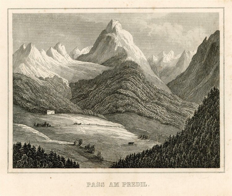 unbekannt - Pass am Predil - Stahlstich - 1840