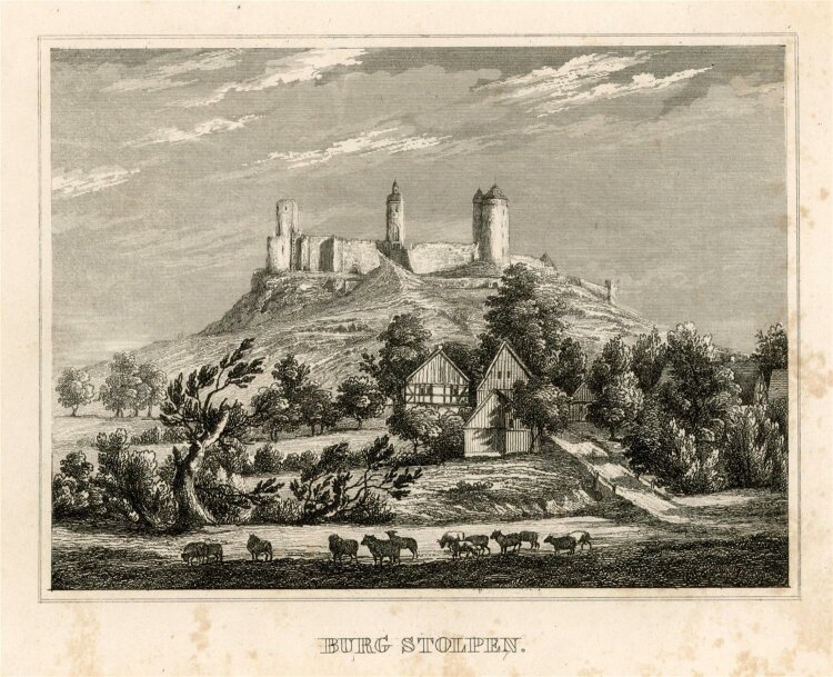 unbekannt - Burg Stoplen - Stahlstich - 1840