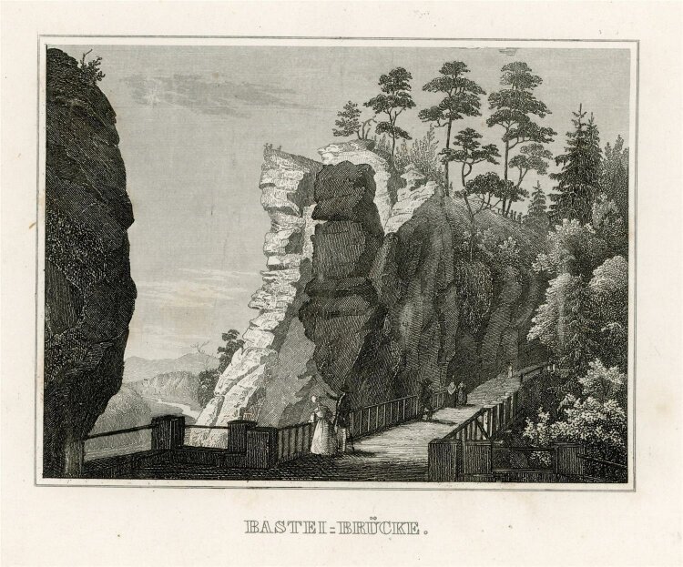 unbekannt - Bastei-Brücke - Stahlstich - 1840