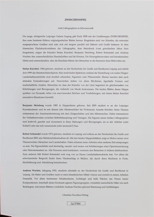 Galerie Irrgang Leipzig - Zwischenspiel 263/400 - Lithografien - 2008