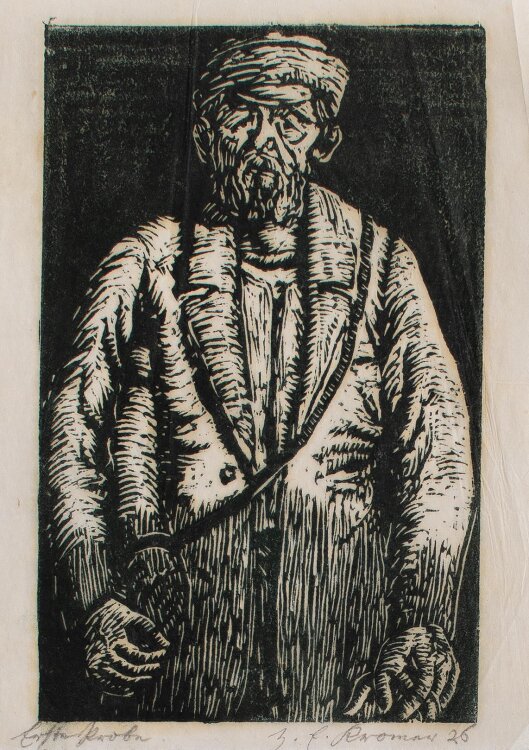 Heinrich E. Kromer - Alter Mann - Holzstich - 1926