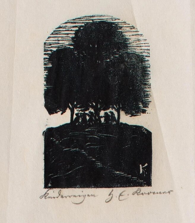 Heinrich E. Kromer - grüne Baumgruppe - Holzstich - o. J.