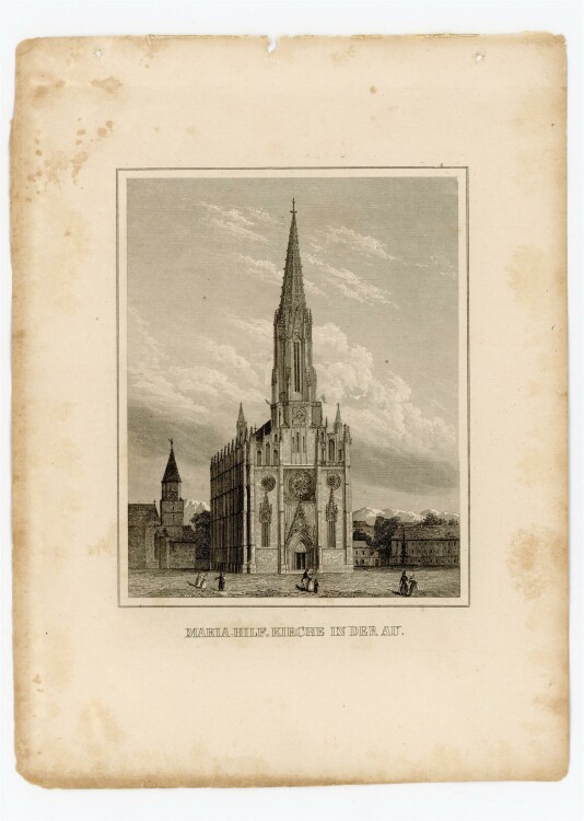 unbekannt - Maria Hilf Kirche in der Au - Stahlstich - 1840