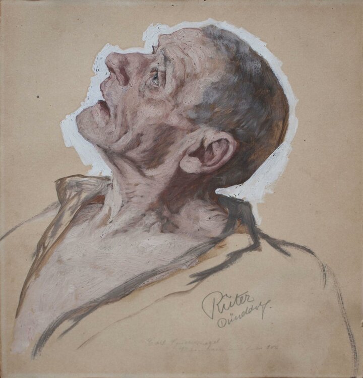 Heinrich Rüter - Kopf eines alten Mannes - Öl auf Pappe - o.J.