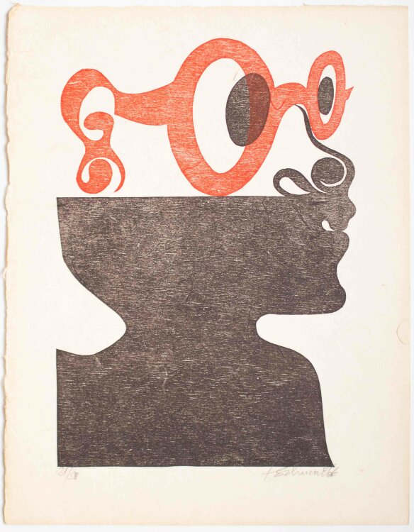 Otto Tschumi - Gesicht - Farbholzschnitt - 1966 - 21/ 58