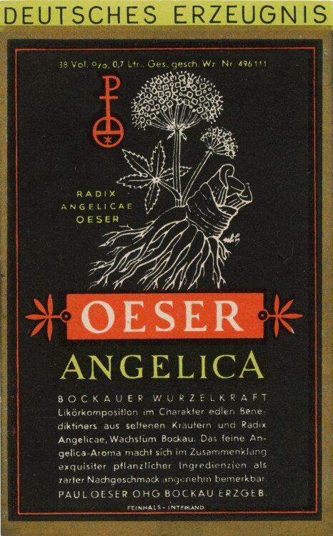 Uli Huber - Flaschenetikett Oesler Angelica - Offsetdruck...