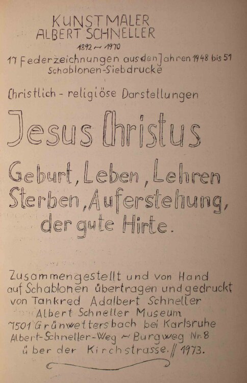 Albert Schneller - Heft mit christlichen Motiven - Federzeichnungen als Schablon