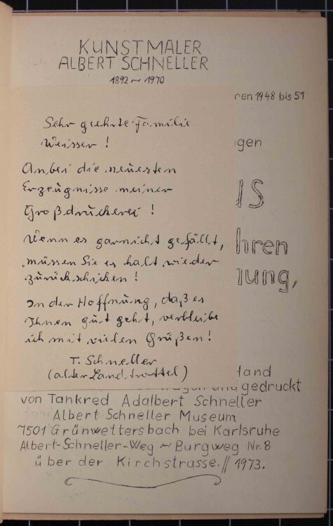 Albert Schneller - Heft mit christlichen Motiven - Federzeichnungen als Schablon