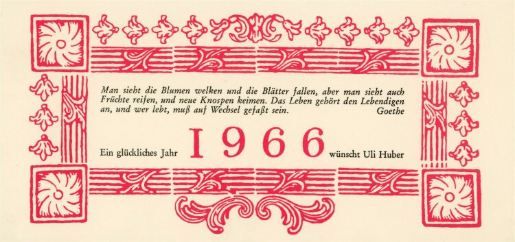Uli Huber - Neujahresgruß 1966 - Grußkarte -...