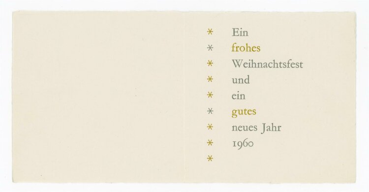 Uli Huber - Neujahresgruß 1959/60 - Grußkarte...