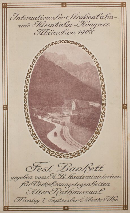 Alter Rathaussaal - Straßen- & Bahnkongress - Menükarte - 7.9.1908