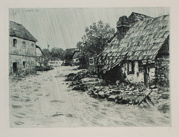Viktor Stretti - Überschwemmung - Radierung - 1899