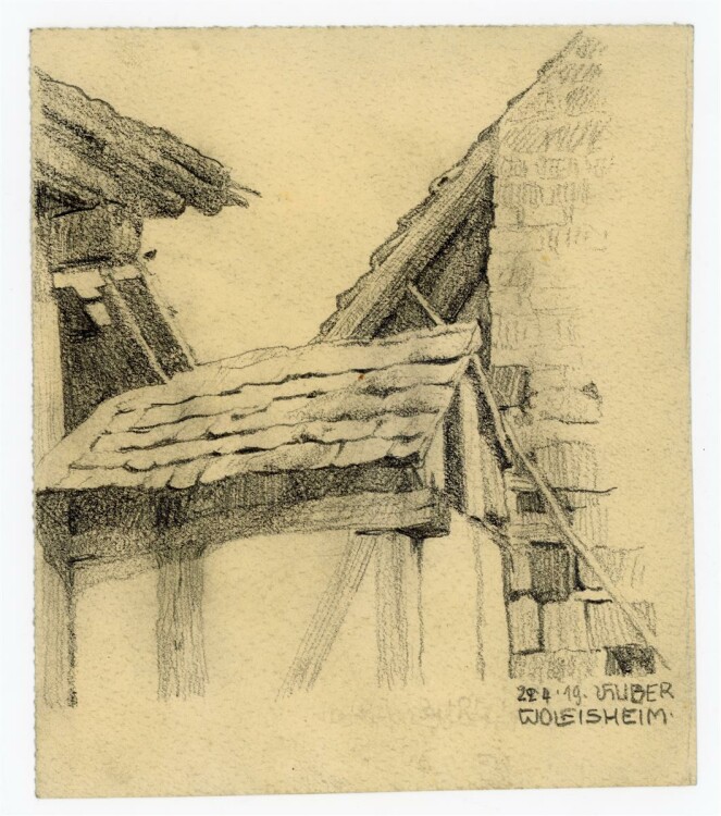 Uli Huber - Ansicht Wolfsheim - Zeichnung - 1919