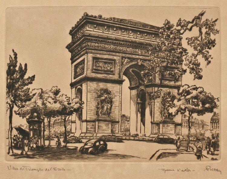 Marcel Bessan - Larc de Triomphe de lÉtoile - Radierung - 1949
