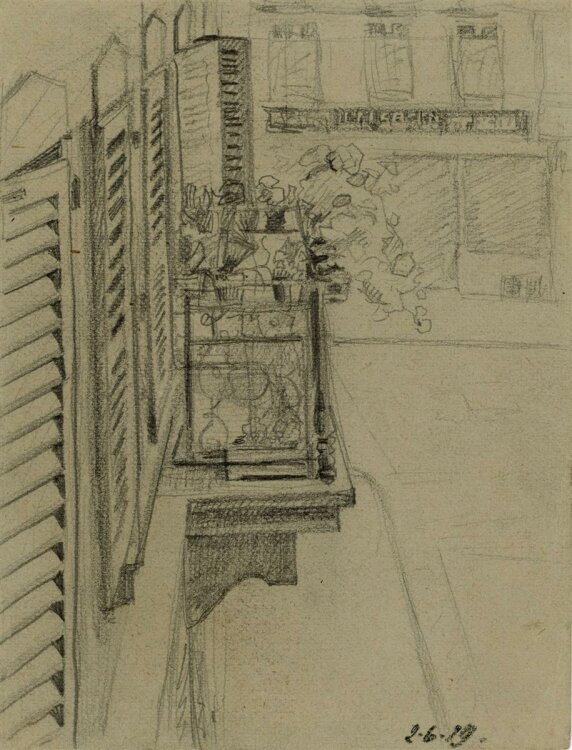 Uli Huber - Balkon - Zeichnung - 1919