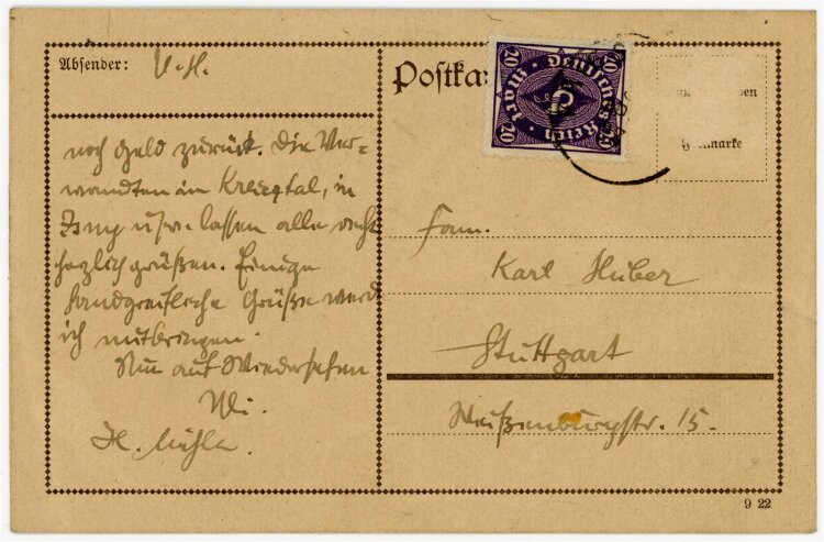 Uli Huber - Postkarte mit Ansicht von Friesenhofen - Postkarte - 1923