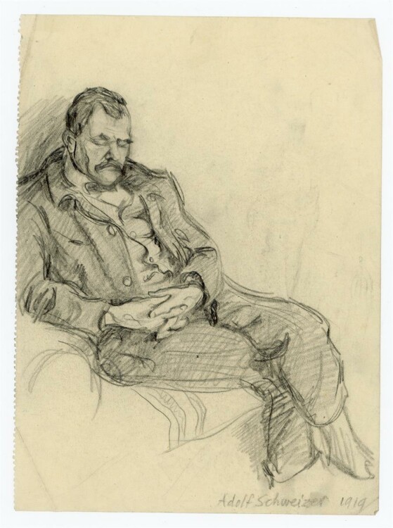 Uli Huber - Schlafender Mann - Zeichnung - 1919