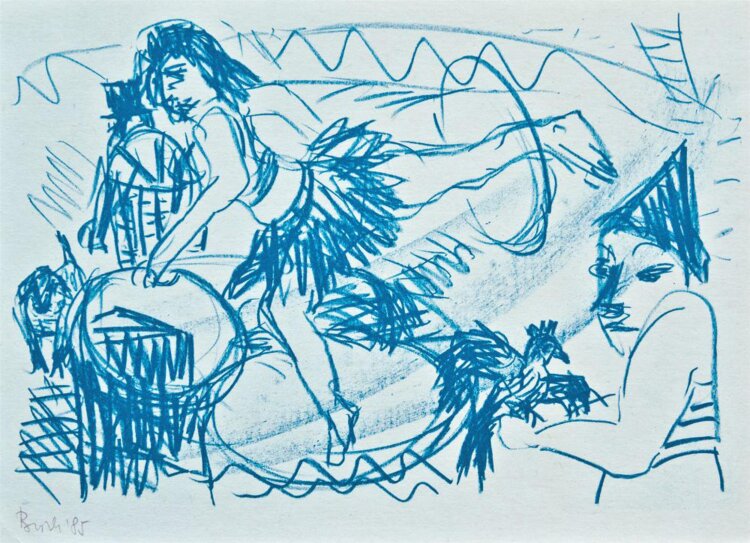 Regina Buch - Zirkusszene, Artisten - Algraphie - 1985