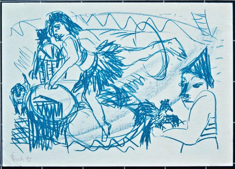 Regina Buch - Zirkusszene, Artisten - Algraphie - 1985