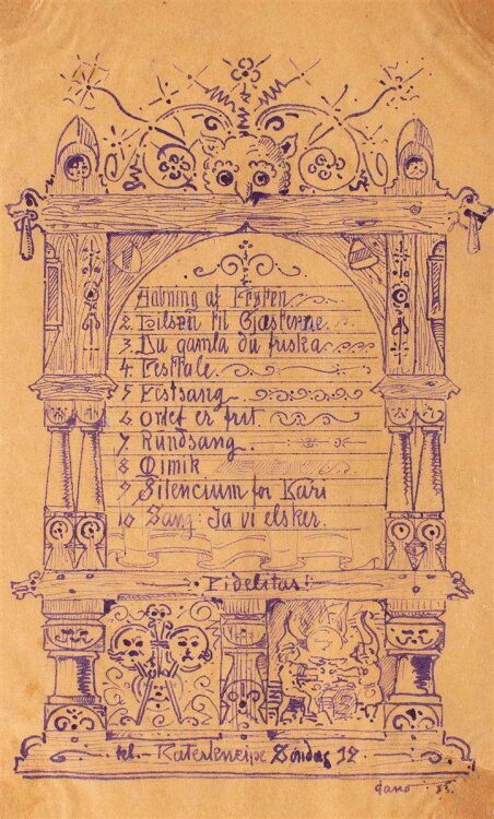 Unbekannt - Katerkneipe (Nora) - Tuschezeichnung - 1883