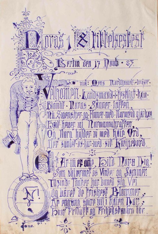 Unbekannt - Festeinladung (Nora) - Tuschezeichnung - 1883