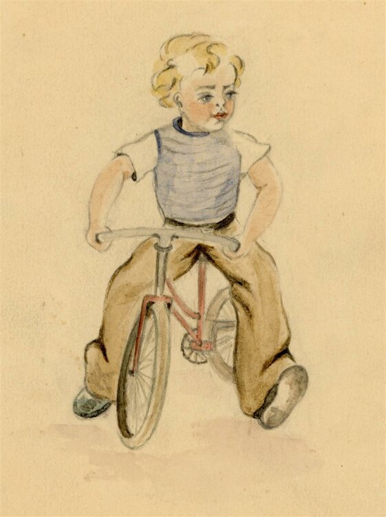 Witt Pfeiffer - Kind auf Fahrrad - Aquarell - o.J.