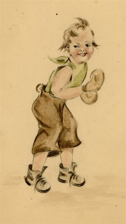 Witt Pfeiffer - Kind mit Boxhandschuhen - Aquarell - o.J.