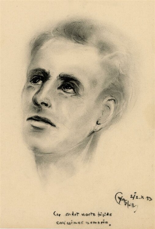 Witt Pfeiffer - Portrait eines Mannes - Kohlezeichnung -...