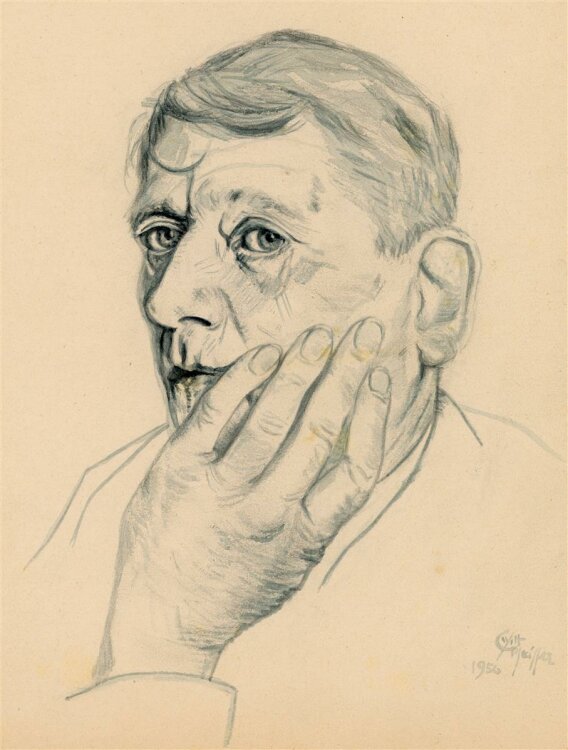 Witt Pfeiffer - Portrait eines Mannes - Tuschezeichnung - 1956
