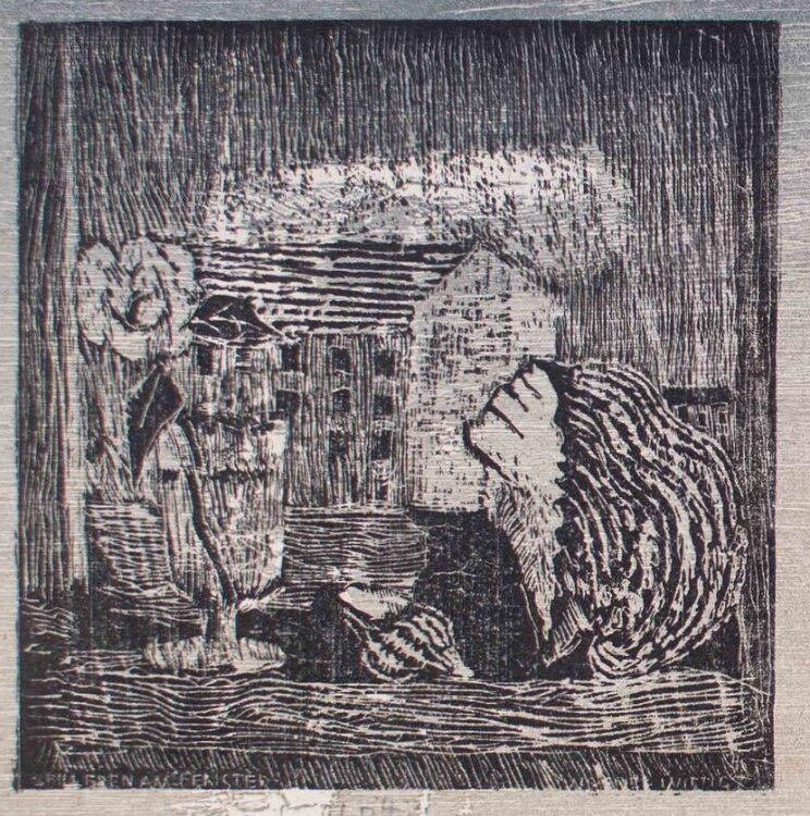 Werner Wittig - Neujahrsgruß - Holzschnitt - 1977