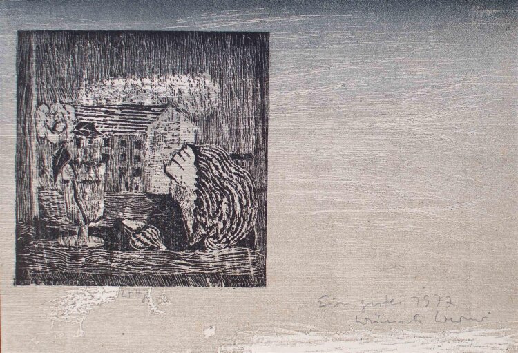 Werner Wittig - Neujahrsgruß - Holzschnitt - 1977