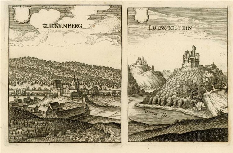 Merian - Ansichten aus Ziegenberg und Ludwigstein -...