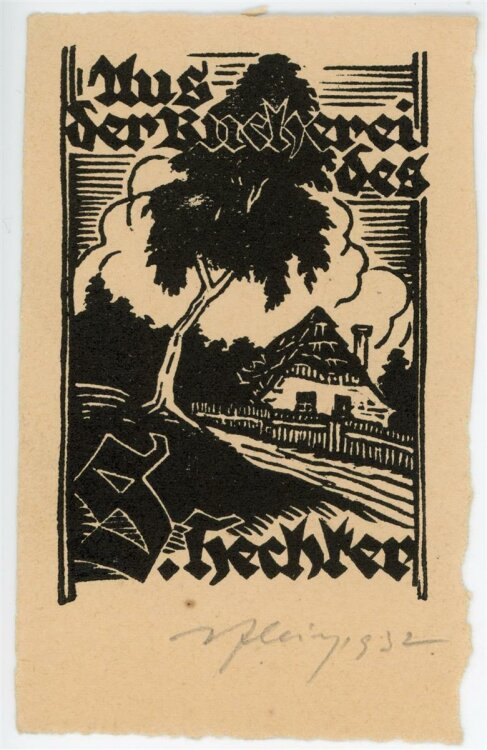 unbekannt - Exlibris von S. Hechter - Holzschnitt - 1932