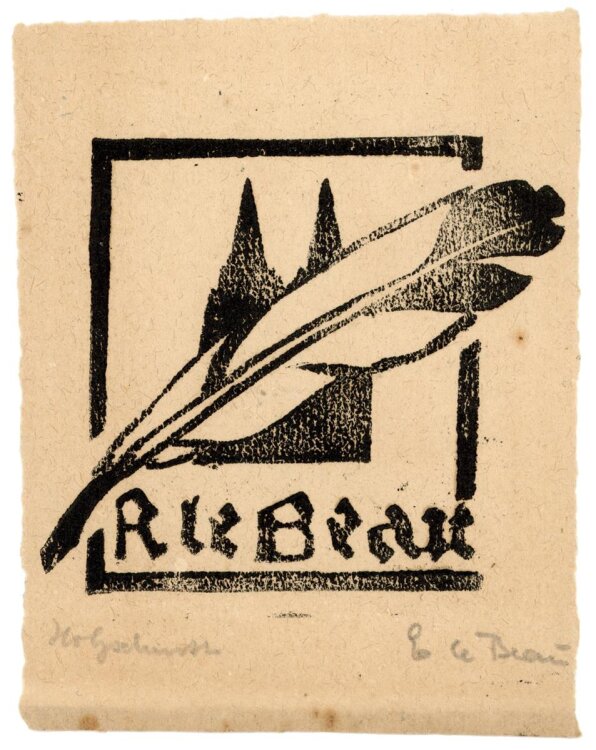 unbekannt - Exlibris von R. le Beau - Holzschnitt - o.J.