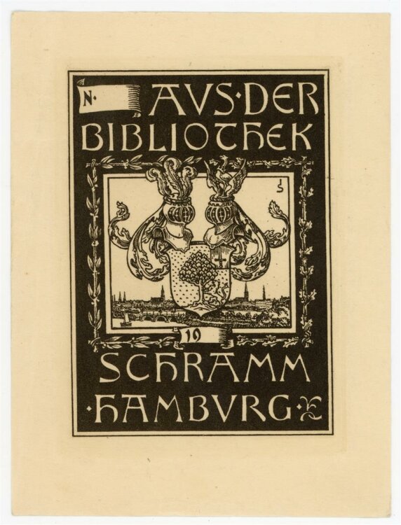 unbekannt - Exlibris der Bibliothek Schramm, Hamburg -...
