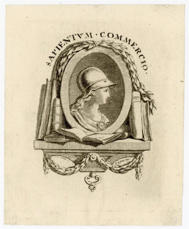 Salomon Gessner - Exlibris mit Aufschrift Sapientum...